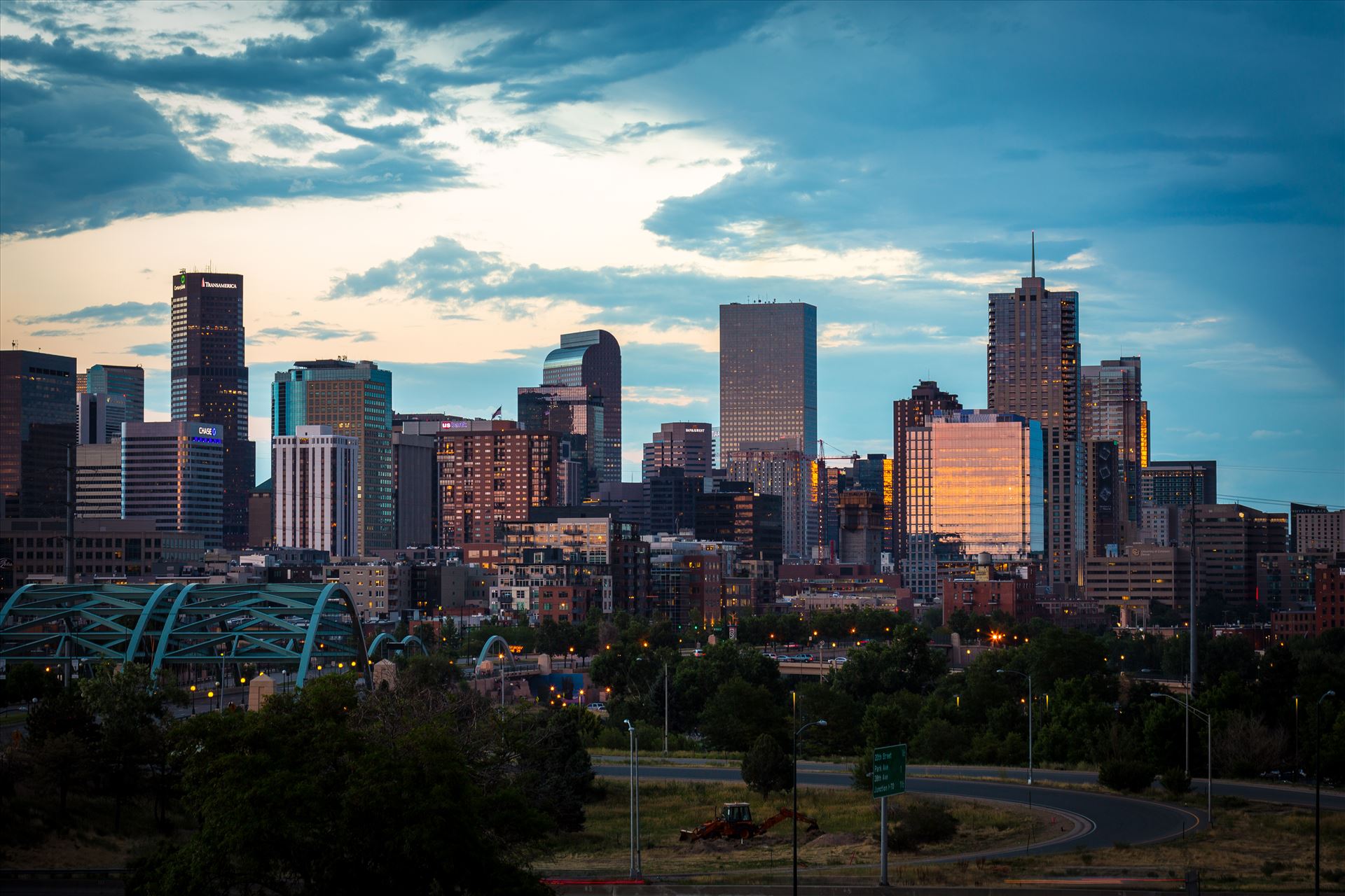 Denver Skyline at Sunset - The Denver, Colorado skyline as the sun sets. by Scott Smith Photos