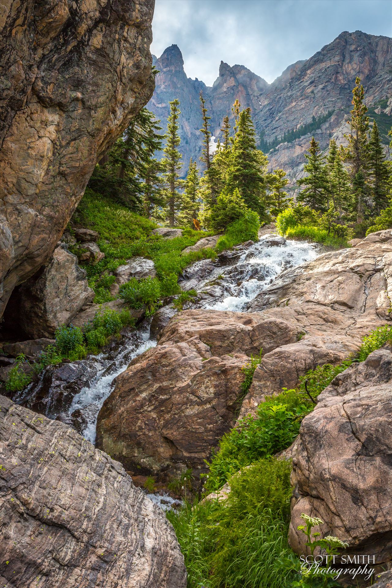 Bear Lake Trail Waterfall - A waterfall, part way up to Lake Emerald, on Bear Lake Trail, Rocky Mountain National Park by Scott Smith Photos