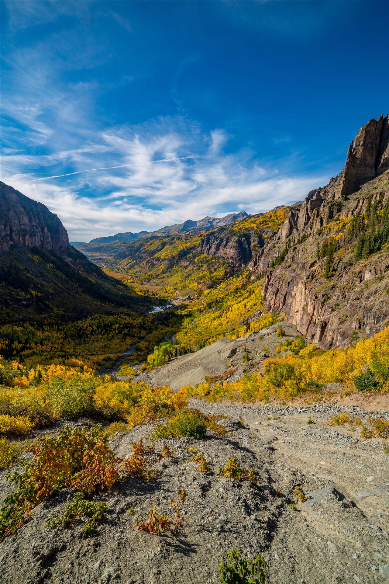 Telluride 2 - The beautiful town of Telluride from the Black Bear 4x4 trail near Bridal Veil Falls. by Scott Smith Photos