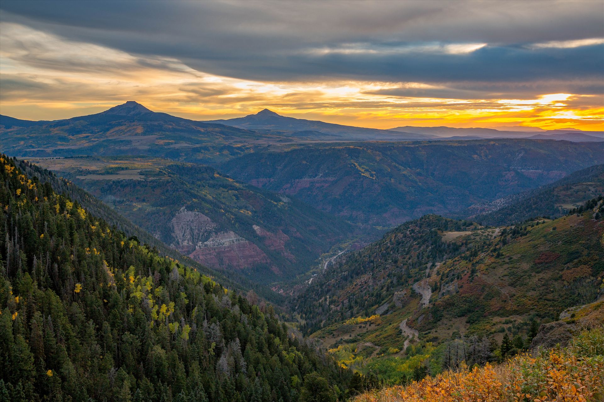 Last Dollar Road Sunset 2 - The sun has almost faded on a quiet, secluded spot from Last Dollar Road, outside of Telluride, Colorado in the fall. by Scott Smith Photos