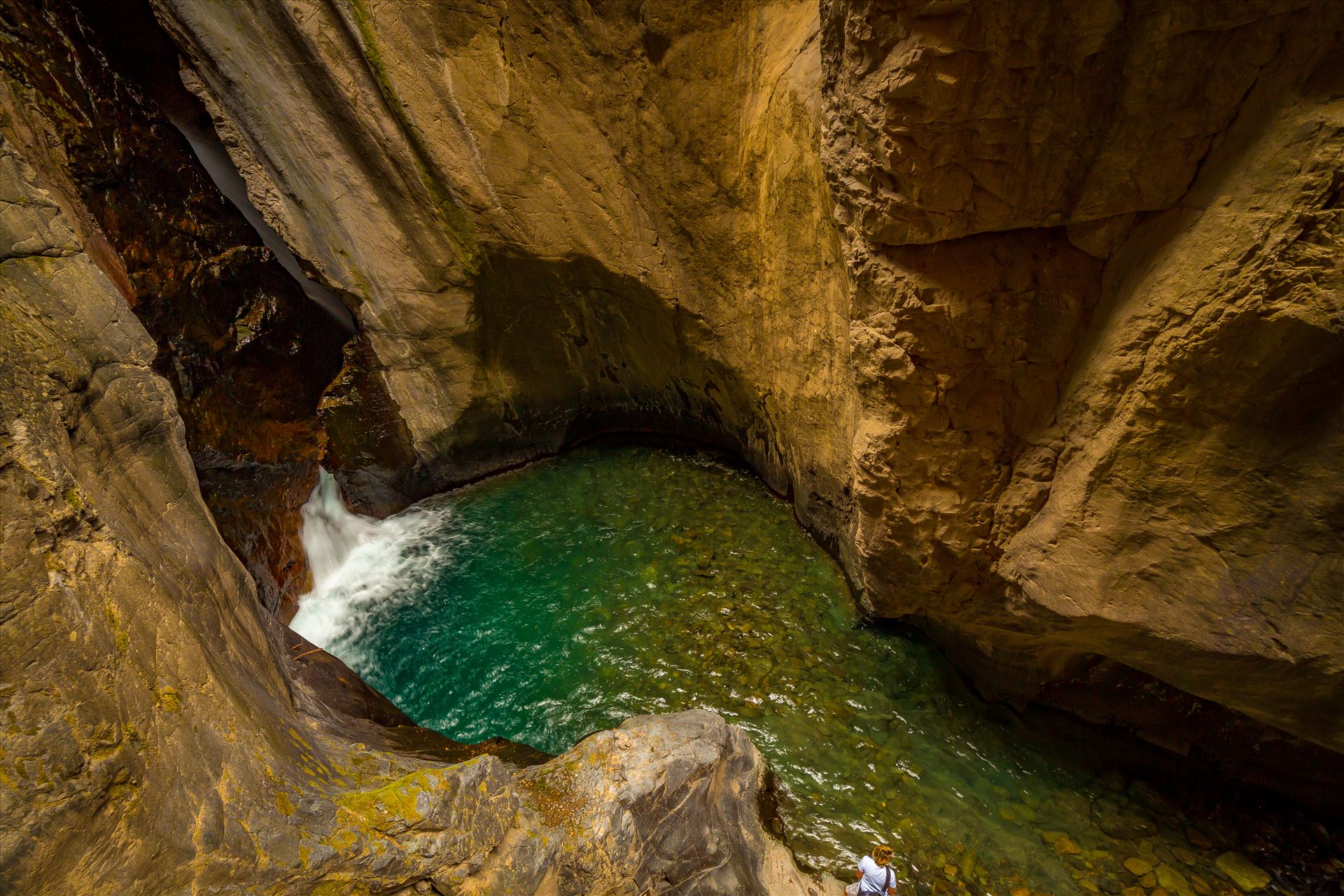 Ouray Box Canyon Falls 6 - An waterfall at the end of a narrow box Canyon in Ouray,Colorado. by Scott Smith Photos