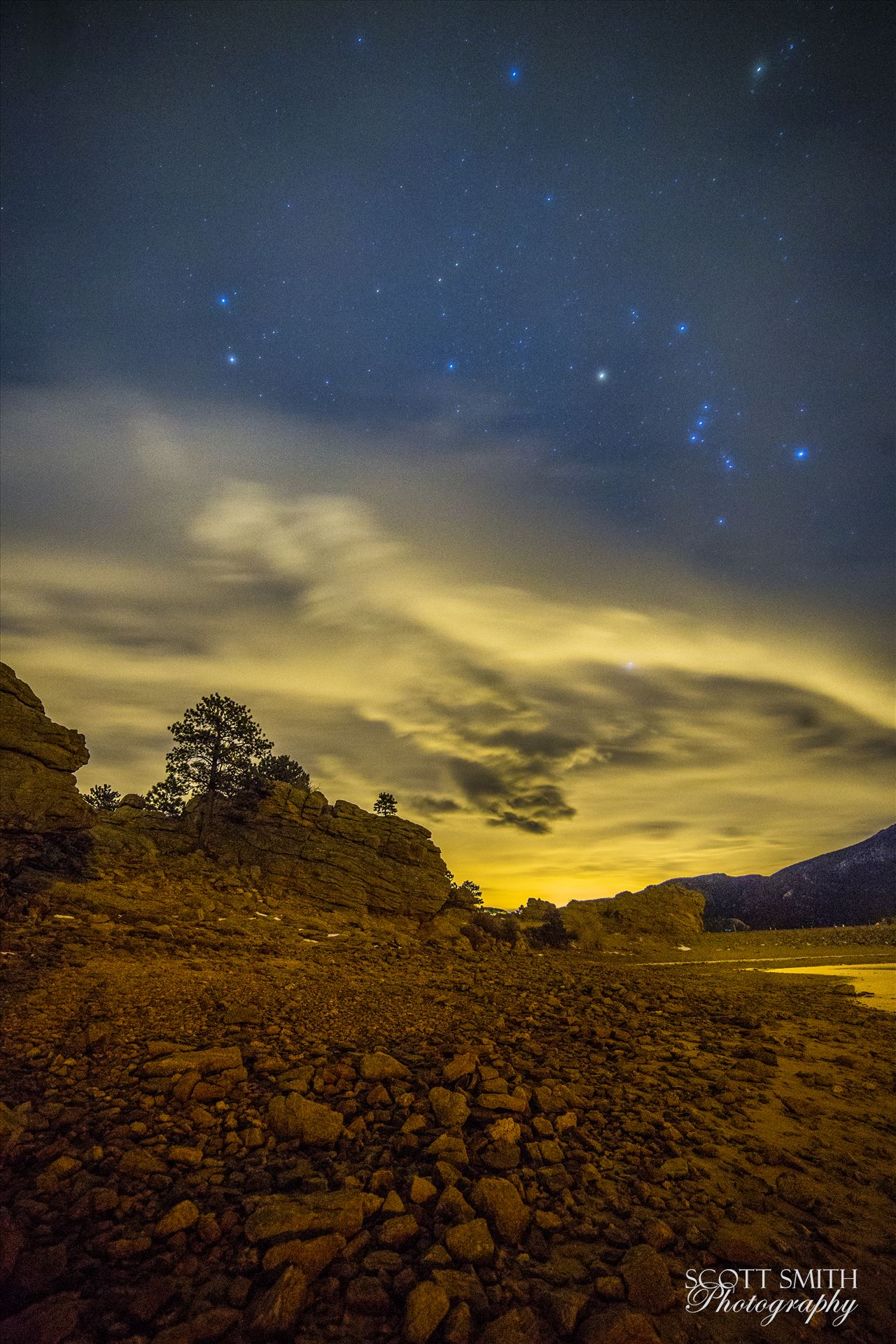 Mary's Lake At Night - Another long exposure from the shore of Mary's Lake a few miles near Estes Park, looking east towards Denver. by Scott Smith Photos