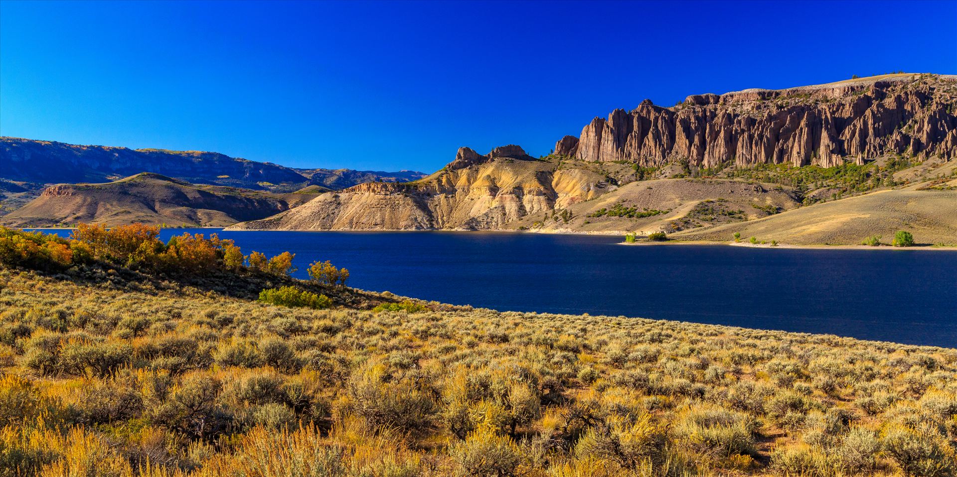 Dillon Pinnacles and Gunnison River Wide - The Dillon Pinnacles tower over the beautiful Gunnison River, near Gunnison Colorado. by Scott Smith Photos