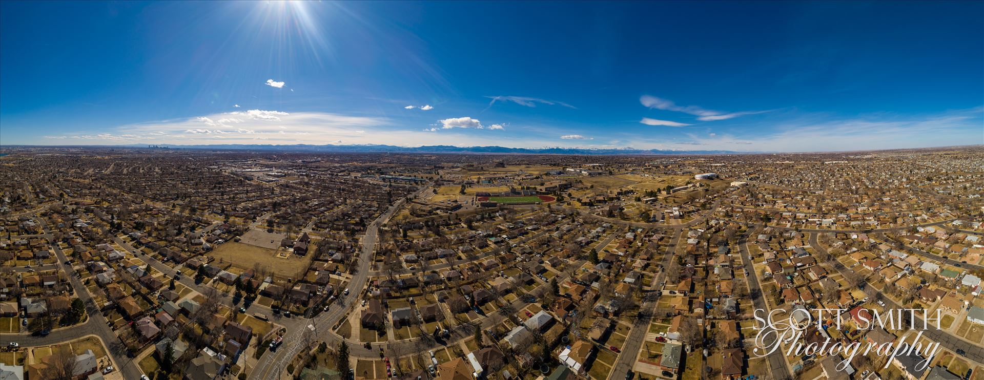 Panoramic aerial shot of Thornton, Colorado - A panoramic aerial photo of Thornton, Colorado, made up of 21 separate photos. by Scott Smith Photos