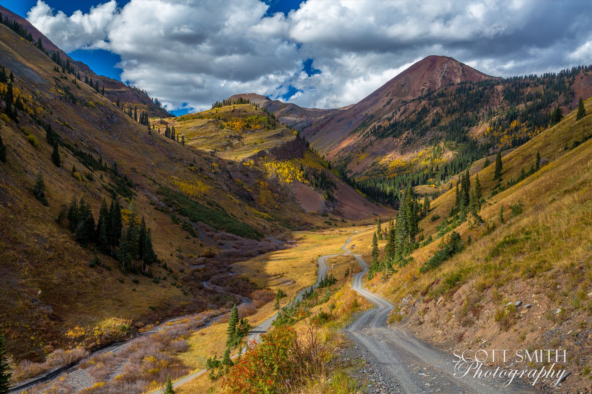 Mount Baldy from Washington Gulch - Mount Baldy, the reddish colored mountain the background, from Washington Gulch. Just outside of Crested Butte, Colorado on Schofield Pass. by Scott Smith Photos