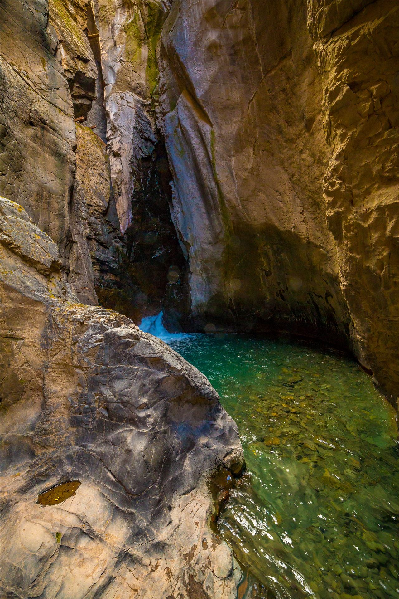 Ouray Box Canyon Falls 3 - An waterfall at the end of a narrow box Canyon in Ouray,Colorado. by Scott Smith Photos