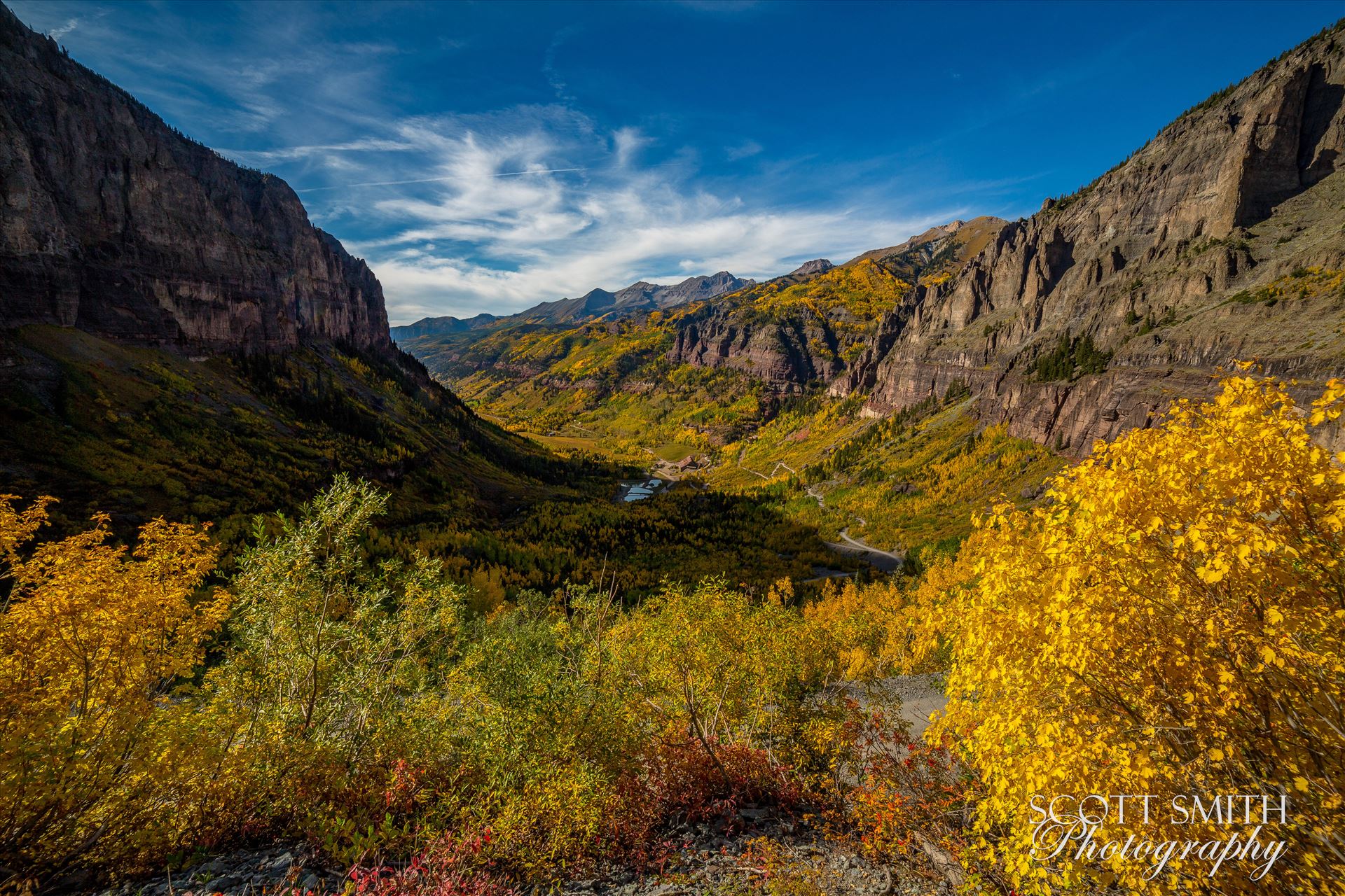 Telluride 1 - The beautiful town of Telluride from the Black Bear 4x4 trail near Bridal Veil Falls. by Scott Smith Photos