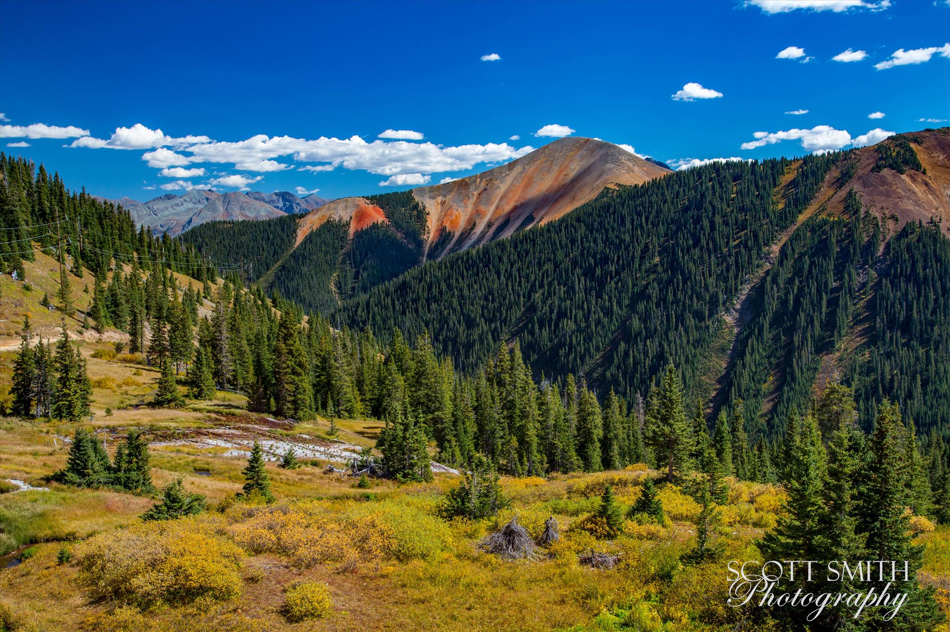 Ophir Pass 5 - Ophir Pass, featuring one of the red mountains, between Ouray and Silverton Colorado in the fall. by Scott Smith Photos