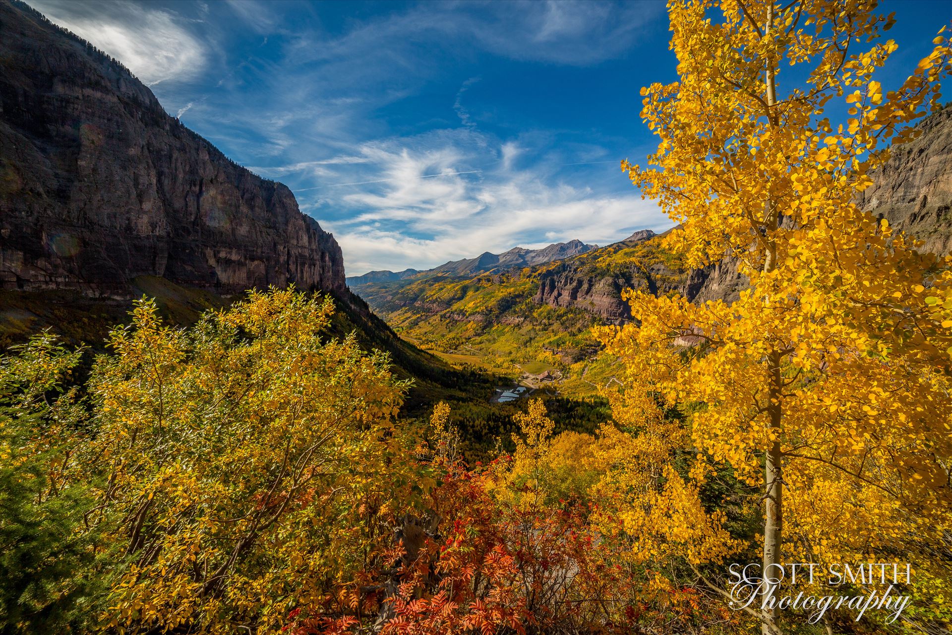 Telluride 3 - The beautiful town of Telluride from the Black Bear 4x4 trail near Bridal Veil Falls. by Scott Smith Photos