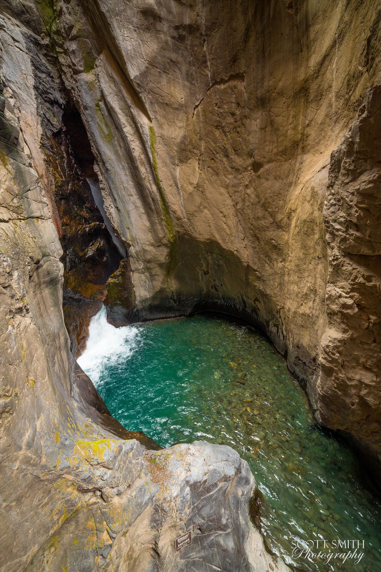 Ouray Box Canyon Falls - An waterfall at the end of a narrow box Canyon in Ouray,Colorado. by Scott Smith Photos