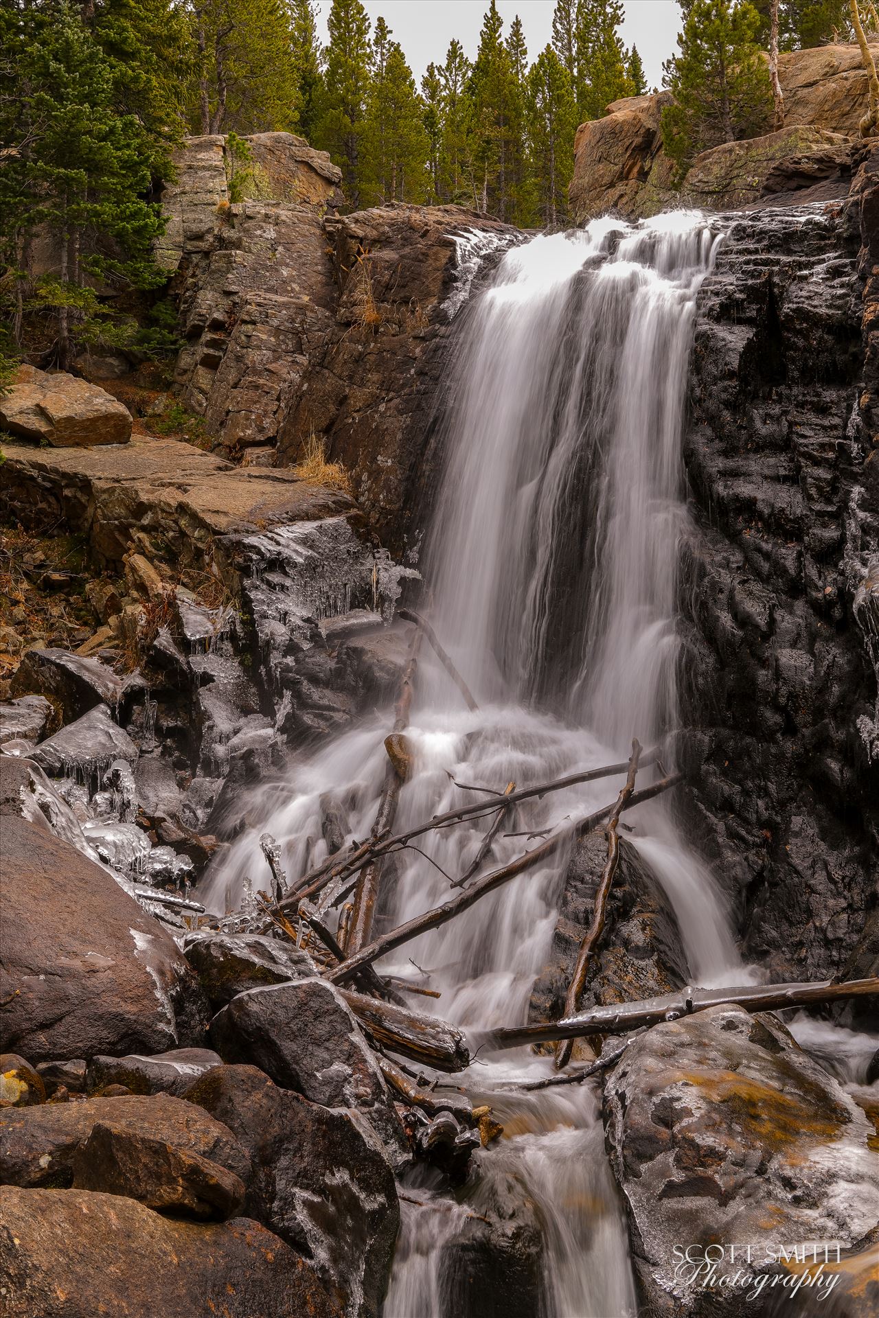 Alberta Falls, Rocky Mountain National Park No 1 - As winter approaches and the temperature starts to drop, ice formations start to appear around Alberta Falls. by Scott Smith Photos