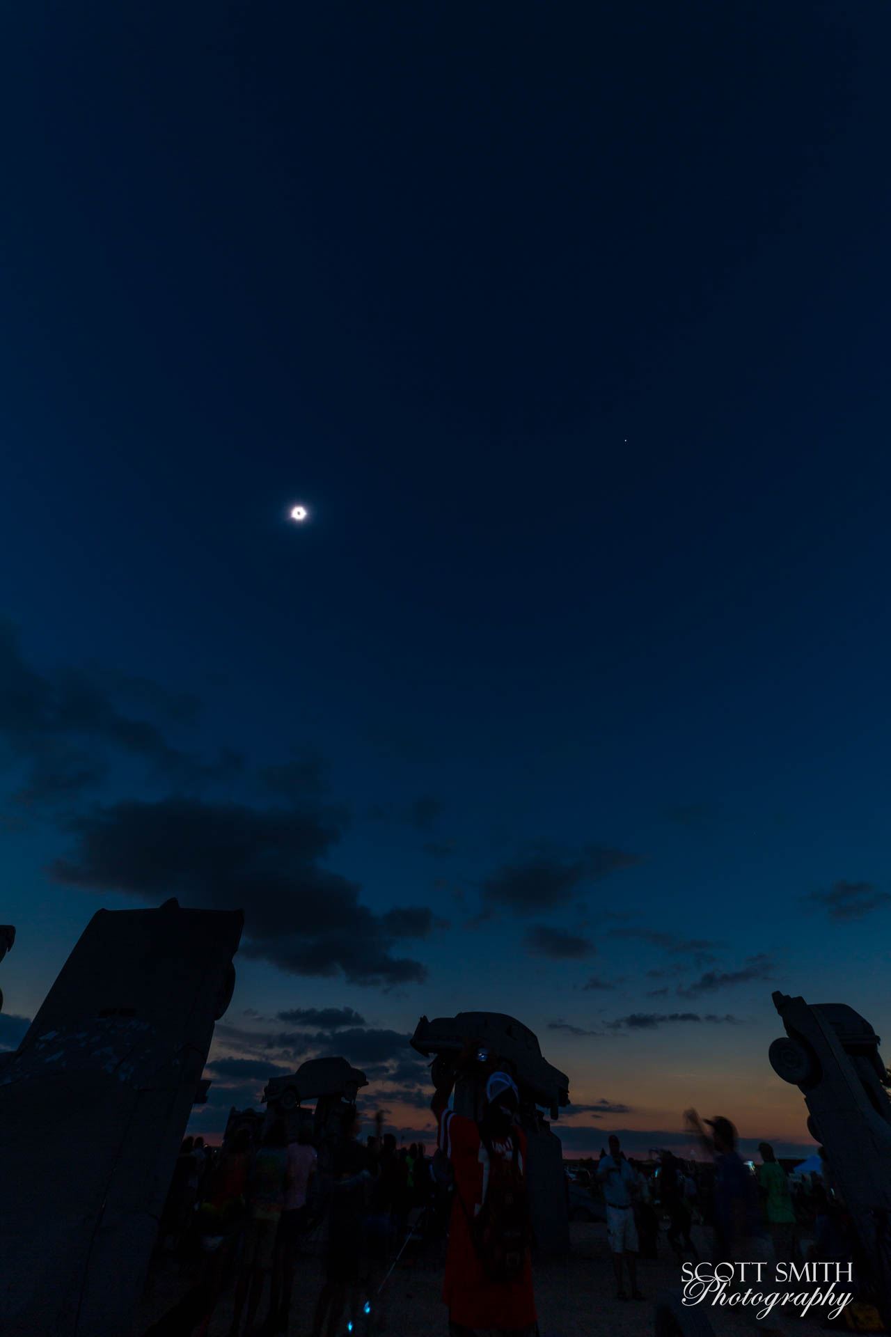 2017 Solar Eclipse 02 - Total solar eclipse, at Carhenge in Alliance. Nebraska August 21, 2017. by Scott Smith Photos