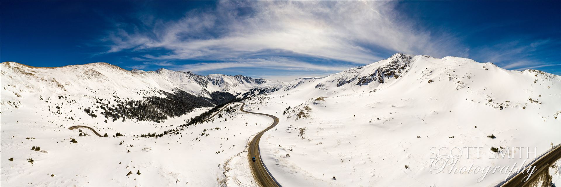 Loveland Pass, Colorado - A panoramic aerial photo of Loveland Pass, Colorado, made up of 21 separate photos. by Scott Smith Photos