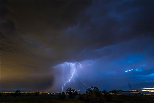 A series of shots from the end of the street, during a powerful lightning storm near Reunion, Colorado.