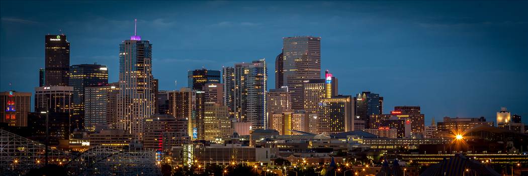 The Denver skyline as seen from Mile High Stadium.