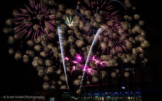 Fourth of July fireworks over Coors Field after a Colorado Rockies game.