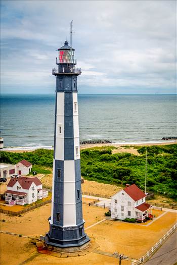 The newer Cape Henry lighthouse, taken from the original lighthouse, now retired.