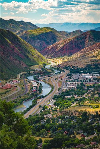 Looking down from the top of Glenwood Caverns, the city of Glenwood Springs, Colorado looks miniature.