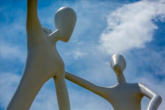 The famous larger-than-life dancing statues at the Denver Performing Arts Complex.