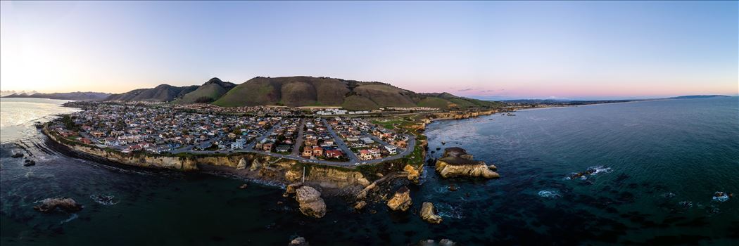 Aerial of Shell Beach, California - Near sunset, at Shell Beach, California.  Composite of 21 high res images from a Phantom 4 Pro.  This is a super high resolution image at over 16k by 4k pixels.