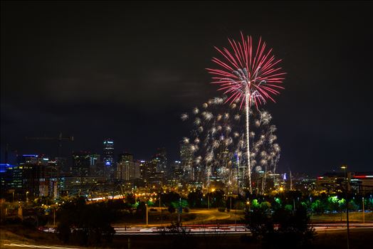 Fireworks from Elitch Gardens, taken near Speer and Zuni in Denver, Colorado.