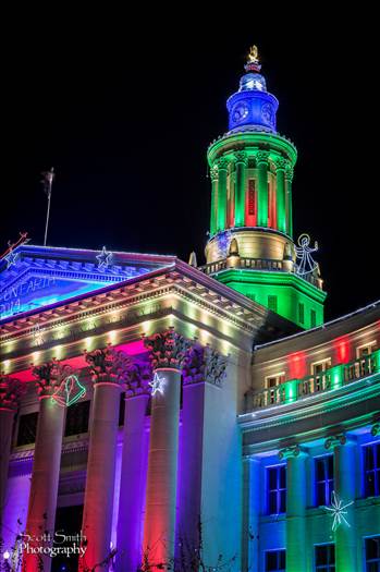 The Denver County Courthouse at Christmas, Denver CO.