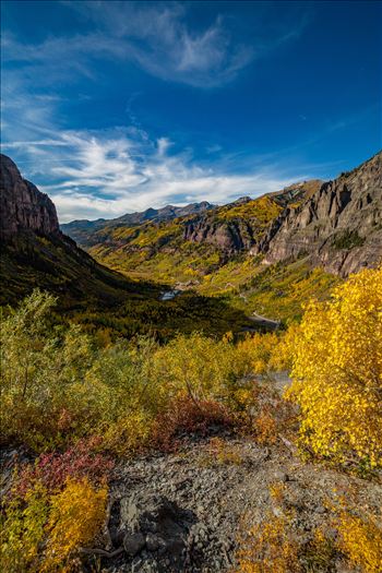 The beautiful town of Telluride from the Black Bear 4x4 trail near Bridal Veil Falls.