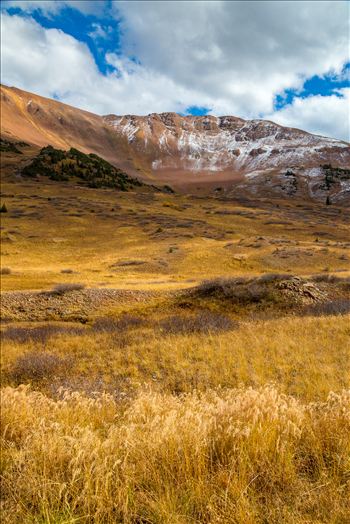 Snow and fall grasses on the peaks at the Mount Baldy Wilderness area, near the summit. Taken from Schofield Pass in Crested Butte, Colorado.