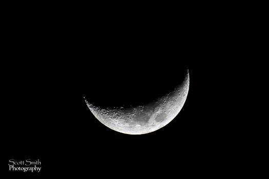 The craters on the moon pronounced much more when side-lit during the crescent phase.