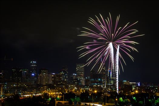 Fireworks from Elitch Gardens, taken near Speer and Zuni in Denver, Colorado.