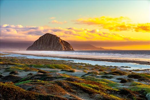 Morro Rock, in Morro Bay at sunset.