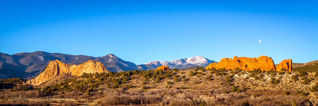 The rising sun hits the Garden of the Gods in Manitou, Colorado.