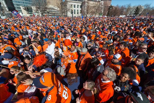 The best fans in the world descend on Civic Center Park in Denver Colorado for the Broncos Superbowl victory celebration.